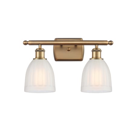 A large image of the Innovations Lighting 516-2W Brookfield Brushed Brass / White