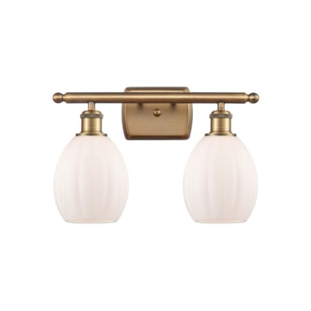 A large image of the Innovations Lighting 516-2W Eaton Brushed Brass / Matte White