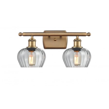 A large image of the Innovations Lighting 516-2W Fenton Brushed Brass / Clear