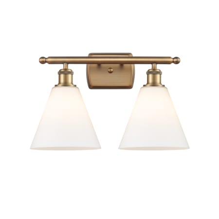 A large image of the Innovations Lighting 516-2W-11-18 Berkshire Vanity Brushed Brass / Matte White