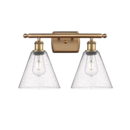 A large image of the Innovations Lighting 516-2W-11-18 Berkshire Vanity Brushed Brass / Seedy