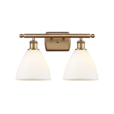 A large image of the Innovations Lighting 516-2W-11-18 Bristol Vanity Brushed Brass / Matte White