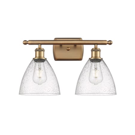 A large image of the Innovations Lighting 516-2W-11-18 Bristol Vanity Brushed Brass / Seedy