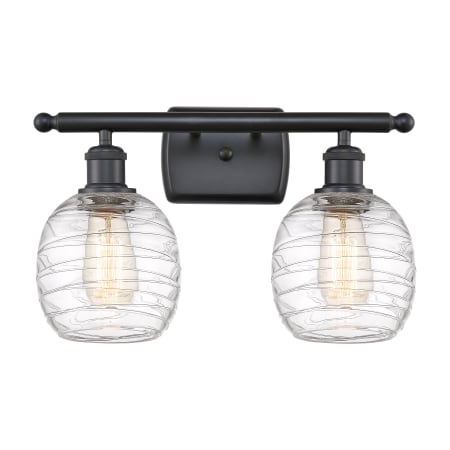 A large image of the Innovations Lighting 516-2W-11-16 Belfast Vanity Matte Black / Deco Swirl