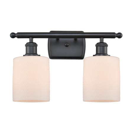 A large image of the Innovations Lighting 516-2W Cobbleskill Matte Black / Matte White