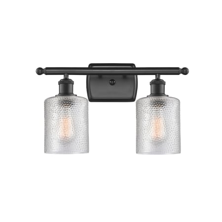 A large image of the Innovations Lighting 516-2W Cobbleskill Matte Black / Clear