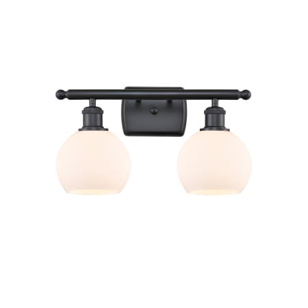 A large image of the Innovations Lighting 516-2W-9-16 Athens Vanity Matte Black / Matte White