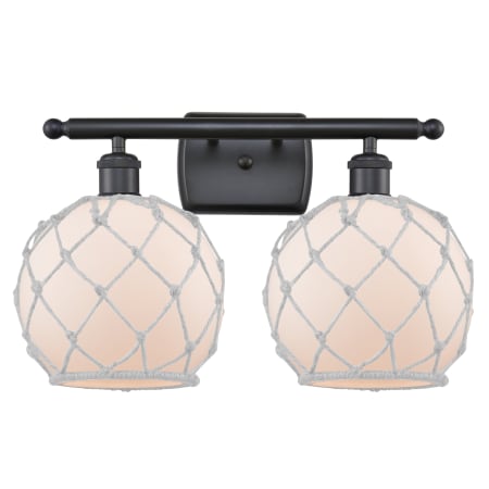 A large image of the Innovations Lighting 516-2W Farmhouse Rope Matte Black / White