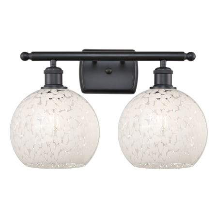 A large image of the Innovations Lighting 516-2W-11-18 White Mouchette Vanity Matte Black / White Mouchette