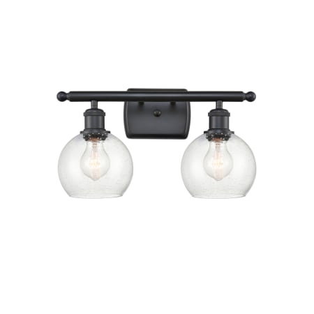 A large image of the Innovations Lighting 516-2W-9-16 Athens Vanity Matte Black / Seedy