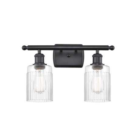 A large image of the Innovations Lighting 516-2W Hadley Matte Black / Clear