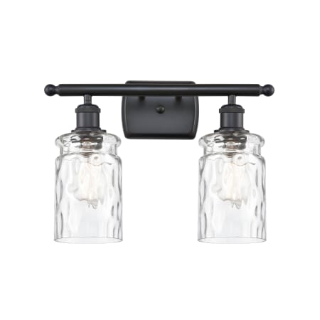 A large image of the Innovations Lighting 516-2W Candor Matte Black / Clear Waterglass