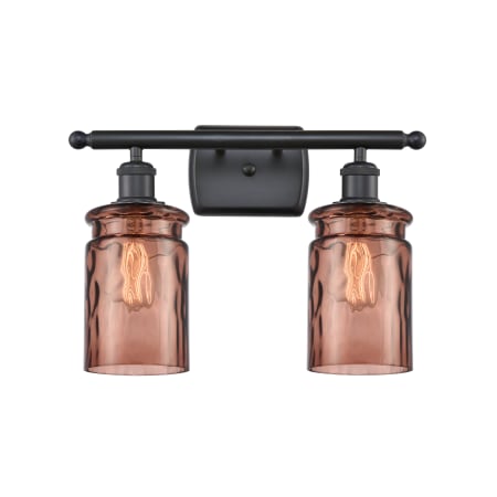 A large image of the Innovations Lighting 516-2W Candor Matte Black / Toffee Waterglass