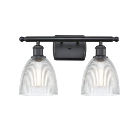 A large image of the Innovations Lighting 516-2W Castile Matte Black / Clear