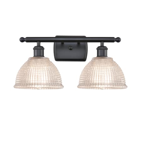 A large image of the Innovations Lighting 516-2W Arietta Matte Black / Clear