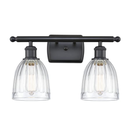 A large image of the Innovations Lighting 516-2W Brookfield Matte Black / Clear