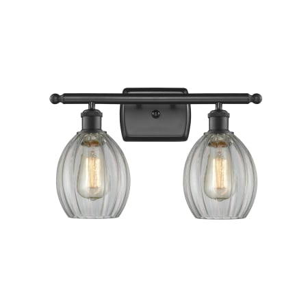 A large image of the Innovations Lighting 516-2W Eaton Matte Black / Clear