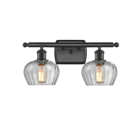 A large image of the Innovations Lighting 516-2W Fenton Matte Black / Clear
