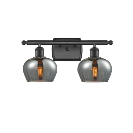 A large image of the Innovations Lighting 516-2W Fenton Matte Black / Plated Smoked