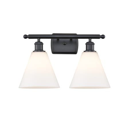 A large image of the Innovations Lighting 516-2W-11-18 Berkshire Vanity Matte Black / Matte White