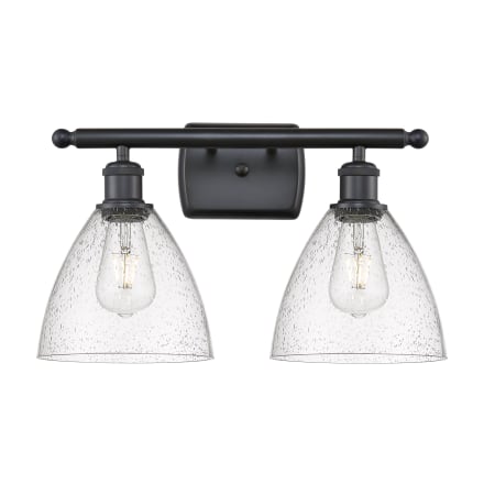 A large image of the Innovations Lighting 516-2W-11-18 Bristol Vanity Matte Black / Seedy