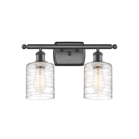 A large image of the Innovations Lighting 516-2W-9-16 Cobbleskill Vanity Oil Rubbed Bronze / Deco Swirl