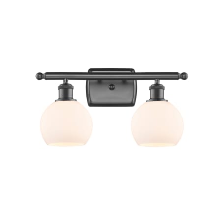 A large image of the Innovations Lighting 516-2W-9-16 Athens Vanity Oil Rubbed Bronze / Matte White