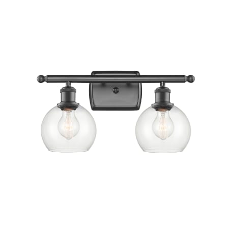 A large image of the Innovations Lighting 516-2W-9-16 Athens Vanity Oil Rubbed Bronze / Clear