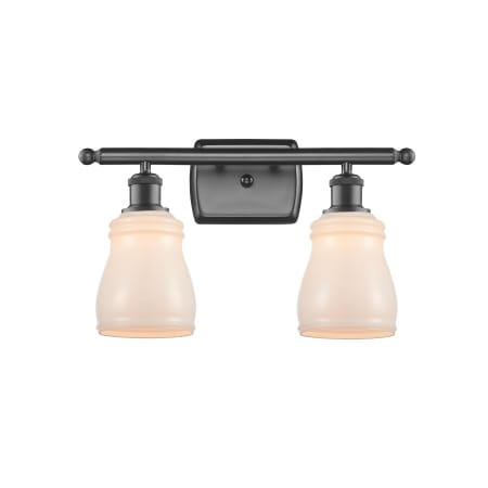 A large image of the Innovations Lighting 516-2W Ellery Oil Rubbed Bronze / White