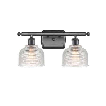 A large image of the Innovations Lighting 516-2W Dayton Oil Rubbed Bronze / Clear