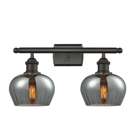 A large image of the Innovations Lighting 516-2W Fenton Oiled Rubbed Bronze / Smoked Fluted