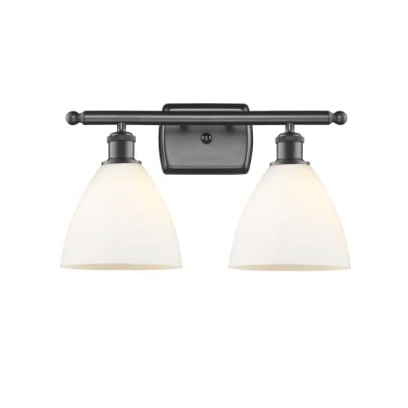 A large image of the Innovations Lighting 516-2W-11-18 Bristol Vanity Oil Rubbed Bronze / Matte White