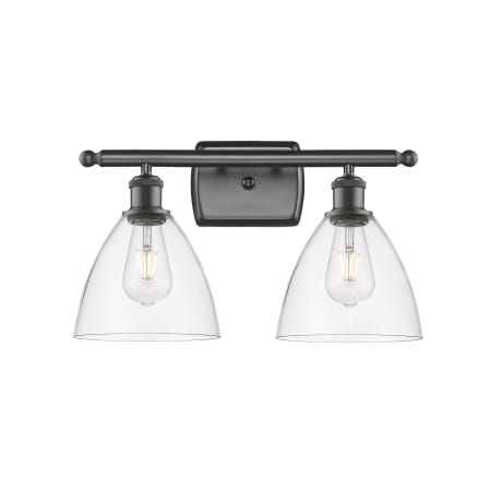 A large image of the Innovations Lighting 516-2W-11-18 Bristol Vanity Oil Rubbed Bronze / Clear