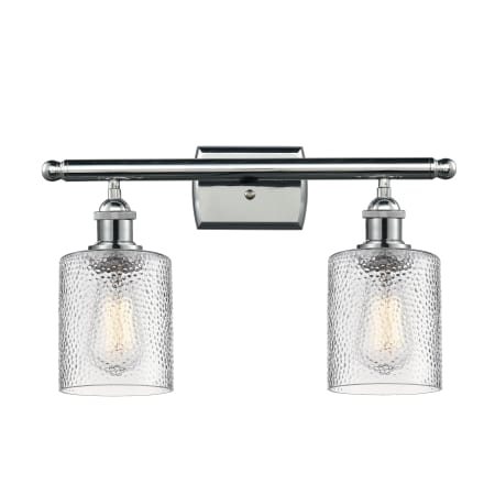A large image of the Innovations Lighting 516-2W Cobleskill Polished Chrome / Clear Ripple