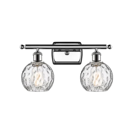 A large image of the Innovations Lighting 516-2W-11-16 Athens Vanity Polished Chrome / Clear Water Glass