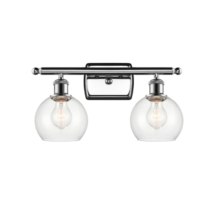 A large image of the Innovations Lighting 516-2W-9-16 Athens Vanity Polished Chrome / Clear