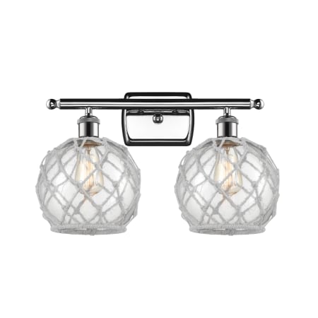 A large image of the Innovations Lighting 516-2W Farmhouse Rope Polished Chrome / Clear / White