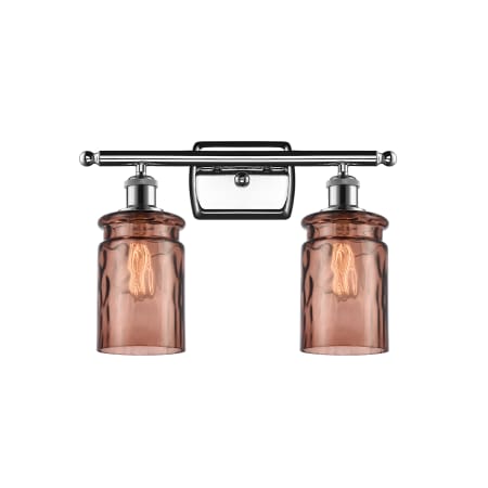 A large image of the Innovations Lighting 516-2W Candor Polished Chrome / Toffee Waterglass