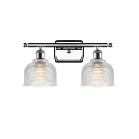 A large image of the Innovations Lighting 516-2W Dayton Polished Chrome / Clear