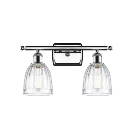 A large image of the Innovations Lighting 516-2W Brookfield Polished Chrome / Clear