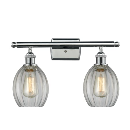 A large image of the Innovations Lighting 516-2W Eaton Polished Chrome / Clear Fluted