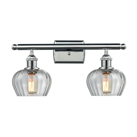 A large image of the Innovations Lighting 516-2W Fenton Polished Chrome / Clear Fluted