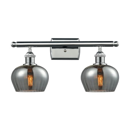 A large image of the Innovations Lighting 516-2W Fenton Polished Chrome / Smoked Fluted