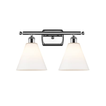 A large image of the Innovations Lighting 516-2W-11-18 Berkshire Vanity Polished Chrome / Matte White