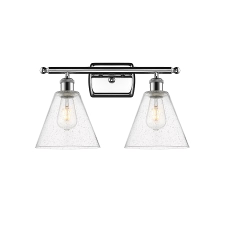 A large image of the Innovations Lighting 516-2W-11-18 Berkshire Vanity Polished Chrome / Seedy