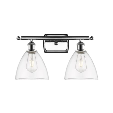 A large image of the Innovations Lighting 516-2W-11-18 Bristol Vanity Polished Chrome / Clear