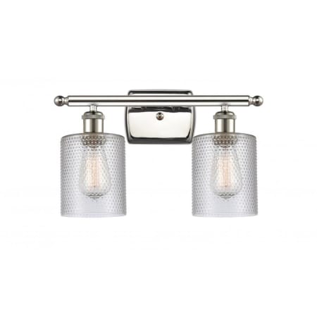 A large image of the Innovations Lighting 516-2W Cobbleskill Polished Nickel / Clear