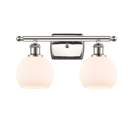 A large image of the Innovations Lighting 516-2W-10-16 Athens Vanity Polished Nickel / Matte White