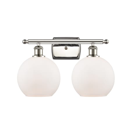 A large image of the Innovations Lighting 516-2W-12-18 Athens Vanity Polished Nickel / Matte White