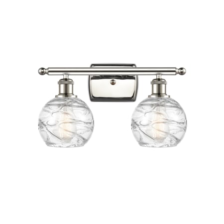 A large image of the Innovations Lighting 516-2W Small Deco Swirl Polished Nickel / Clear